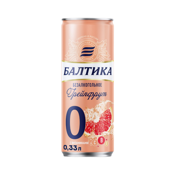 Балтика 0 Грейпфрут — безалкогольное пиво, 0,33 л.